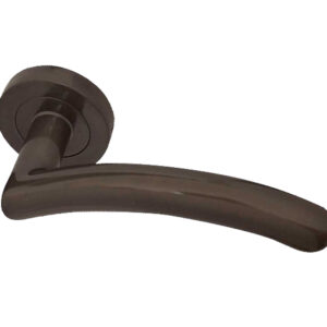 Frelan Hardware Mailand Door Handles On Round Rose, Dark Bronze (Sold In Pairs)