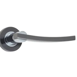 Modena Door Handle On Rose Polished Chrome/Polished Black Nickel