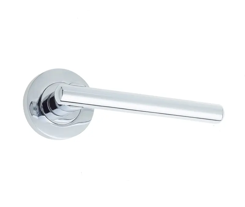 Rosetta Door Handle On Rose Polished Chrome