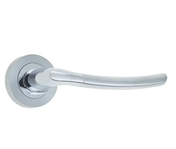 Lorenzo Door Handle On Rose Polished Chrome/Satin Chrome