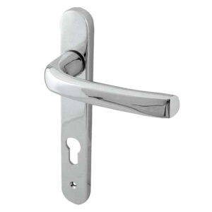 Frelan Hardware Pvcu Lever Door Handles (220Mm Backplate - 92Mm C/C Euro Lock), Polished Chrome