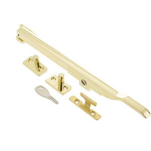 Frelan Hardware Lockable Casement Window Stay (10"), Polished Brass