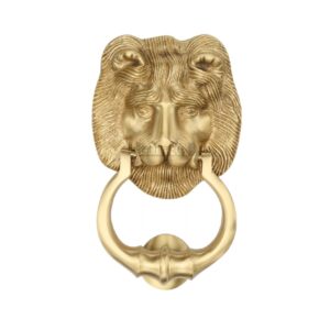 Heritage Brass Lion Head Door Knocker, Satin Brass