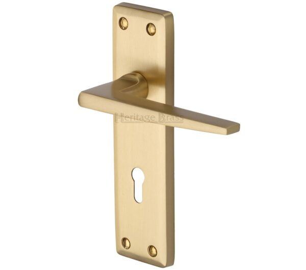 Heritage Brass Kendal Door Handles On Backplate, Satin Brass (Sold In Pairs)