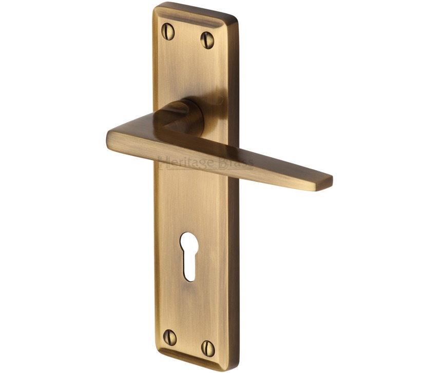 Heritage Brass Kendal Door Handles On Backplate, Antique Brass - (Sold In Pairs)