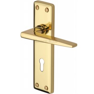 Heritage Brass Kendal Door Handles On Backplate, Polished Brass (Sold In Pairs)