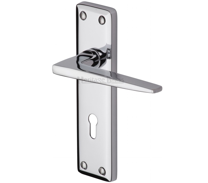 Heritage Brass Kendal Door Handles On Backplate, Polished Chrome (Sold In Pairs)