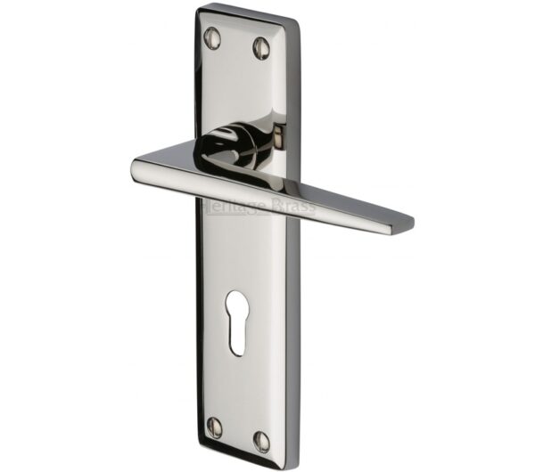 Heritage Brass Kendal Door Handles On Backplate, Polished Nickel (Sold In Pairs)