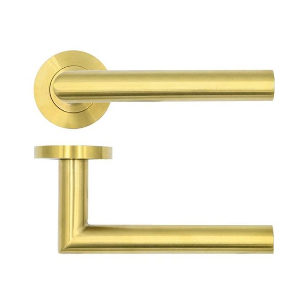 Lever on Rose Door Handle – 19mm – Satin Brass