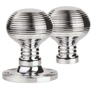 Manital Queen Anne Reeded 61Mm Diameter Base Rim Door Knobs, Polished Chrome (Sold In Pairs)