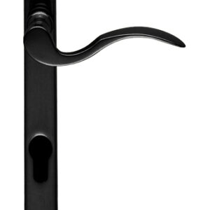 Scroll Narrow Plate, 92Mm C/C, Euro Lock, Black Powder Coat Door Handles (Sold In Pairs)