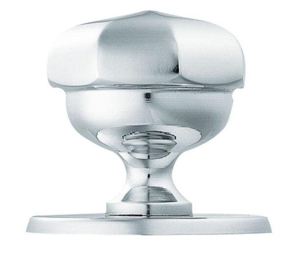 Octagonal Centre Door Knob, Polished Chrome