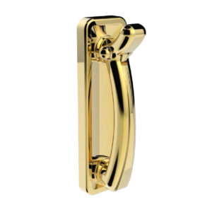 Door Knocker On Backplate, Polished Brass