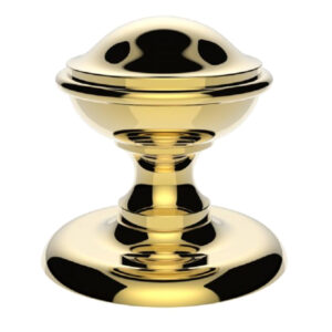 Round Centre Door Knob, Polished Brass