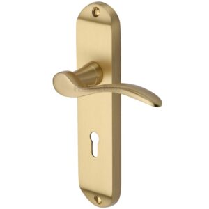 Heritage Brass Maya Satin Brass Door Handles (Sold In Pairs)