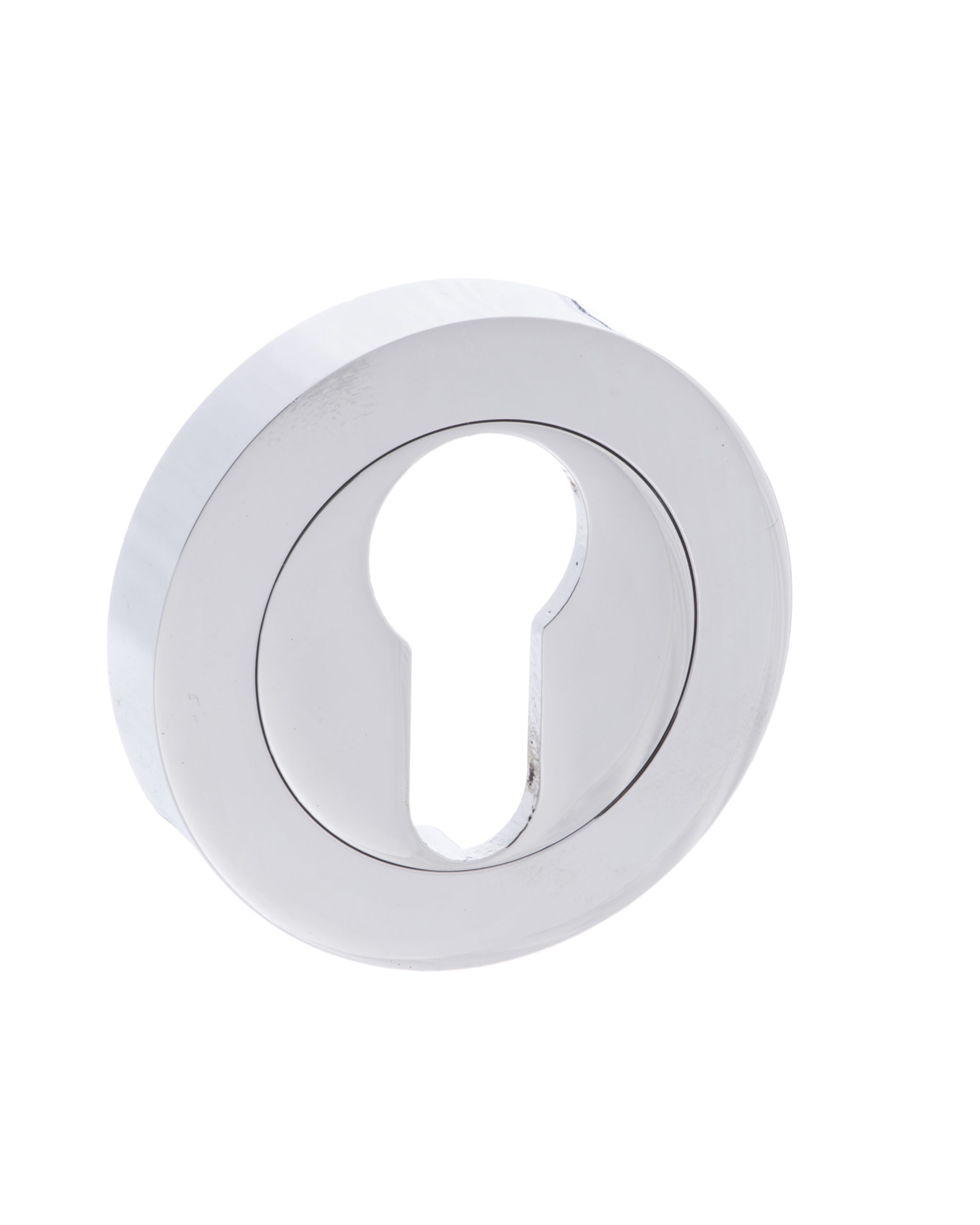 Mediterranean Euro Escutcheons on Round Rose - Polished Chrome