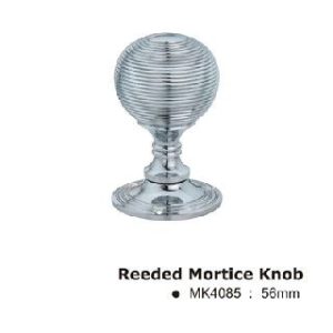 Reeded Mortice Door Knob - 56mm - Polished Chrome