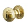 Reeded Mortice Door Knob - 56mm - Polished Brass