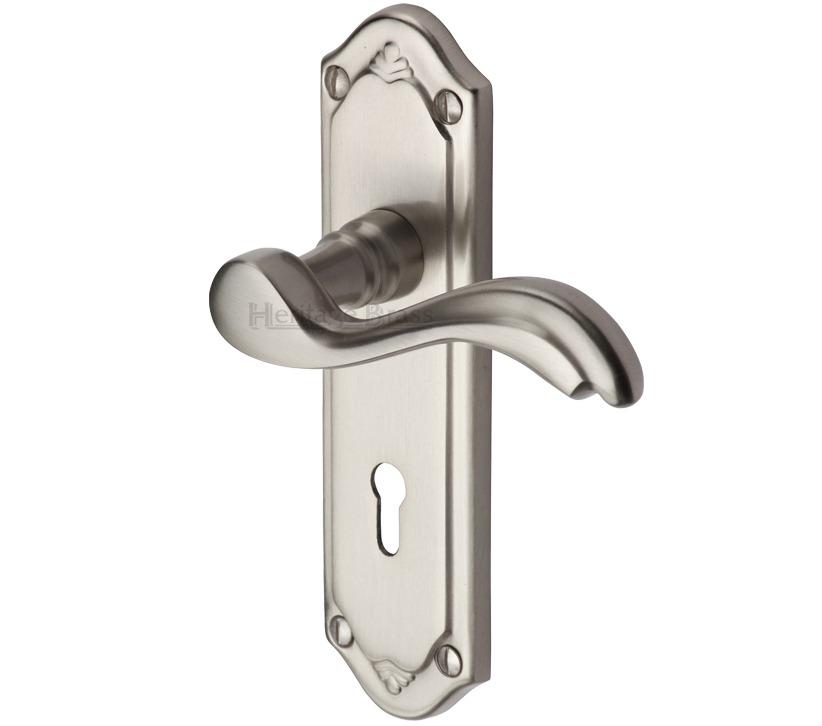 Heritage Brass Lisboa Satin Nickel Door Handles (Sold In Pairs)