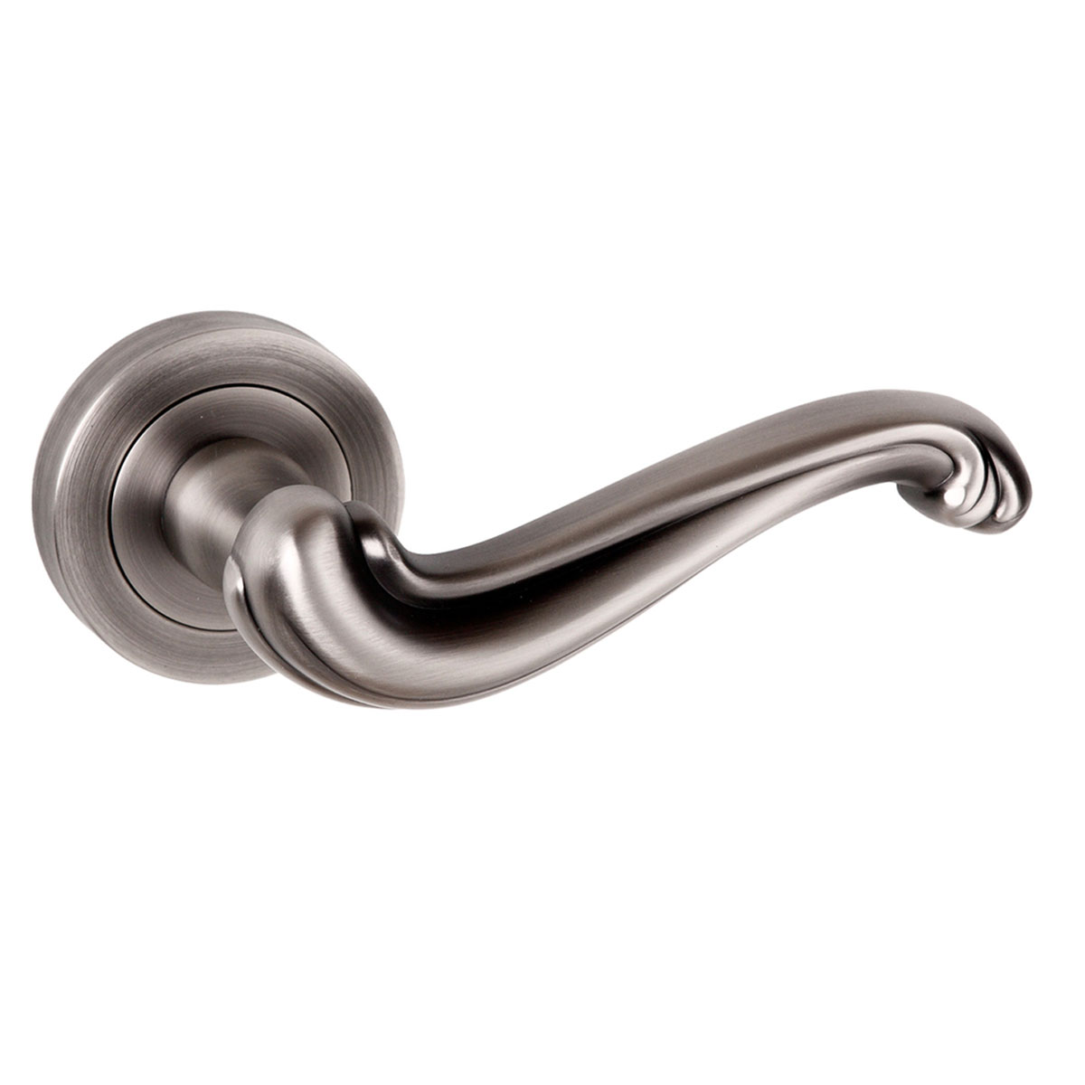 Old English Colchester Lever Door Handle on Round Rose - Matt Gun Metal