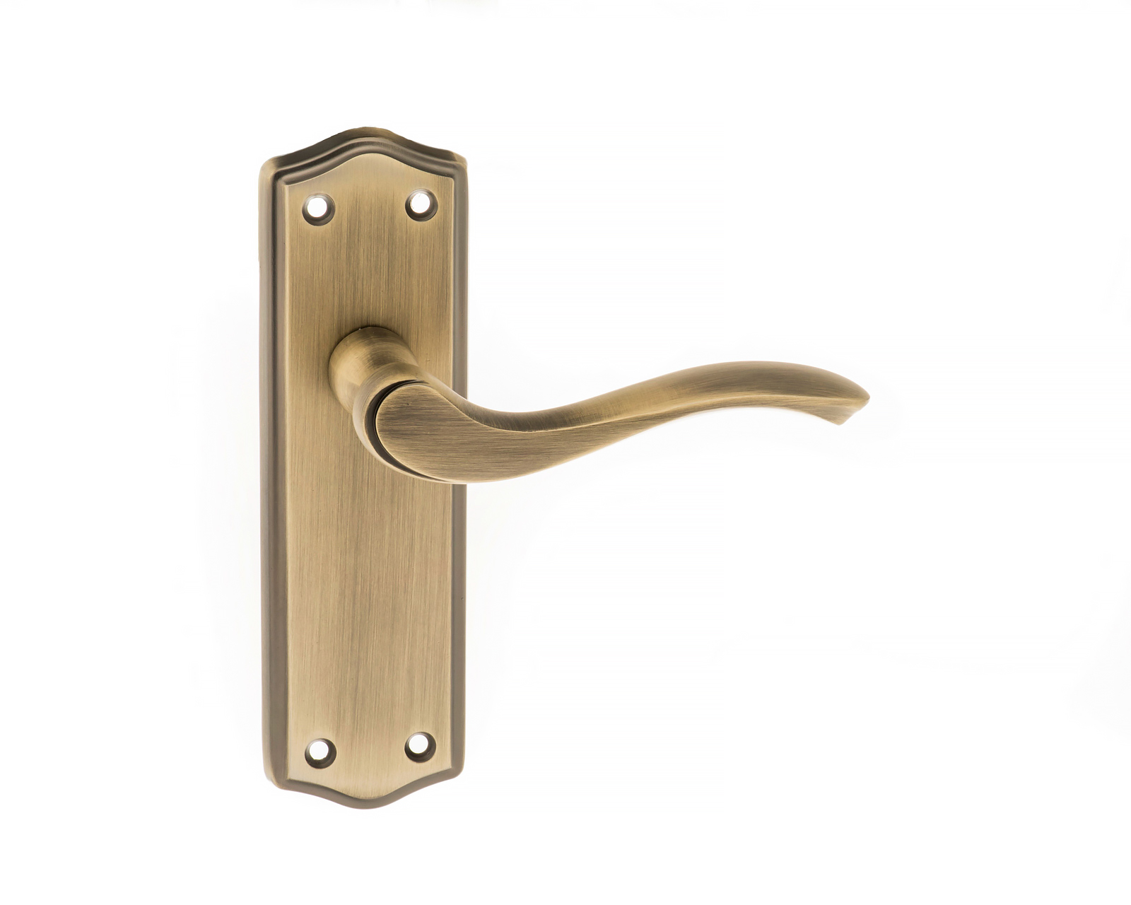 Old English Warwick Latch Lever Door Handle on Backplate - Matt Antique Brass