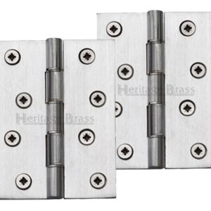 Heritage Brass 4 Inch Double Phosphor Washered Butt Hinges, Satin Chrome - (Sold In Pairs)