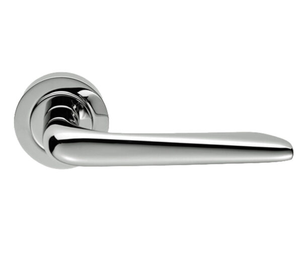 Manital Petra Door Handles On Round Rose, Polished Chrome (Sold In Pairs)