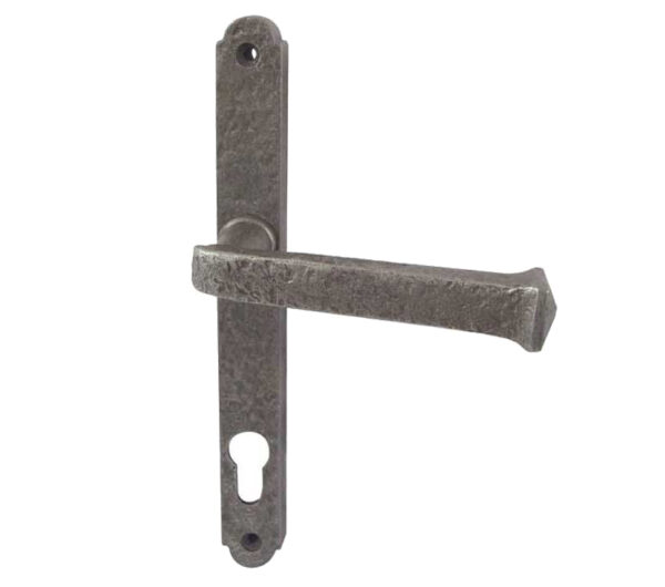 Frelan Hardware Pvcu Lever Door Handles (240Mm Backplate - 92Mm C/C Euro Lock), Pewter