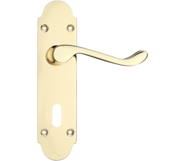 Zoo Hardware Project Range Oxford Door Handles On Backplate, Electro Brass (Sold In Pairs)