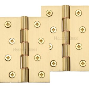 Heritage Brass 4 Inch Double Phosphor Washered Butt Hinges, Satin Brass - (Sold In Pairs)