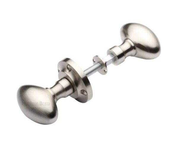 Heritage Brass Suffolk Rim Door Knobs, Satin Nickel (Sold In Pairs)