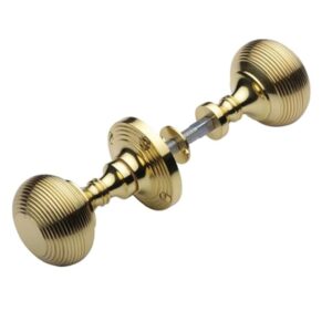 Heritage Brass Reeded Rim Door Knob, Polished Brass (Sold In Pairs)