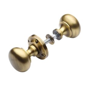 Heritage Brass Victoria Rim Door Knobs, Antique Brass (Sold In Pairs)