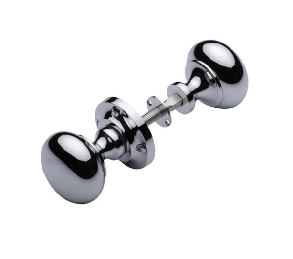 Heritage Brass Victoria Rim Door Knobs, Polished Chrome (Sold In Pairs)