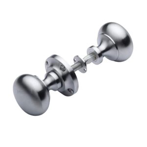 Heritage Brass Victoria Rim Door Knobs, Satin Chrome (Sold In Pairs)