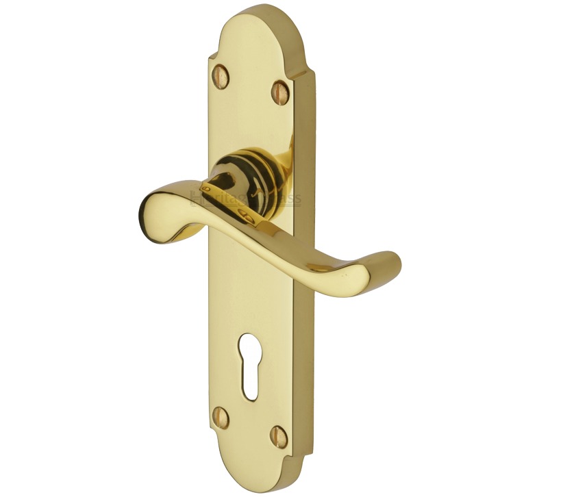 Heritage Brass Savoy Polished Brass Door Handles (Sold In Pairs)