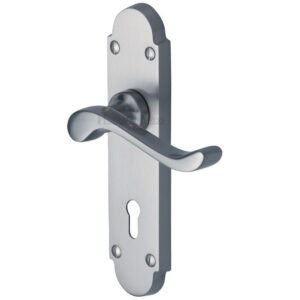 Heritage Brass Savoy Satin Chrome Door Handles (Sold In Pairs)