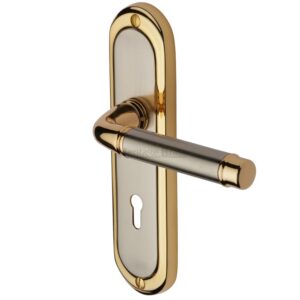 Heritage Brass Saturn Jupiter Finish, Gold Plate & Satin Nickel Door Handles (Sold In Pairs)