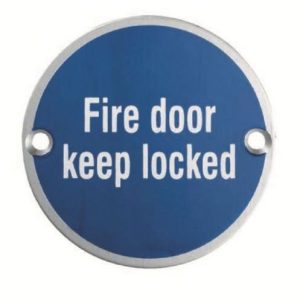 SEX4015SAA - Carlisle Brass Fire Door Keep Locked Symbol 76mm Aluminium