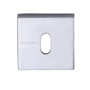 Heritage Brass Standard Square Key Escutcheon, Polished Chrome