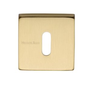 Heritage Brass Standard Square Key Escutcheon, Satin Brass