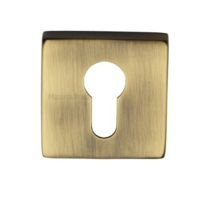 Heritage Brass Euro Profile Square Key Escutcheon, Antique Brass