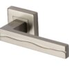 Heritage Brass Amazon Satin Nickel Door Handles On Square Rose (Sold In Pairs)