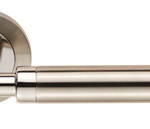 Eurospec Astoria Dual Finish Polished Stainless Steel & Satin Stainless Steel Door Handles (Sold In Pairs)