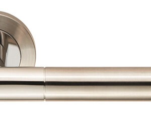 Eurospec Treviri Satin Stainless Steel Or Dual Finish Polished & Satin Stainless Steel Door Handles (Sold In Pairs)