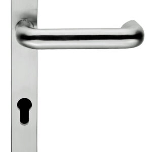 Eurospec Dda Safety Narrow Plate, 92Mm C/C, Euro Lock, Stainless Steel Door Handles (Sold In Pairs)