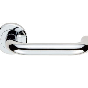 Serozzetta Dda Compliant Safety Door Handles On Round Rose, Polished Chrome - (Sold In Pairs)