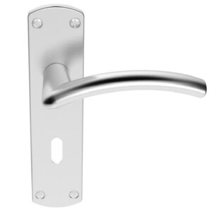 Serozzetta Tres Door Handles On Backplate, Satin Chrome (Sold In Pairs)