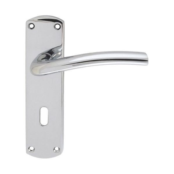 SZC041CP Serozzetta Cuatro Lever On Backplate - Lock 57mm C/C Polished Chrome