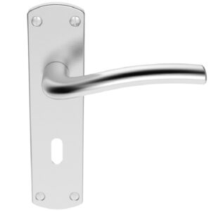 Serozzetta Cuatro Door Handles On Backplate, Satin Chrome (Sold In Pairs)